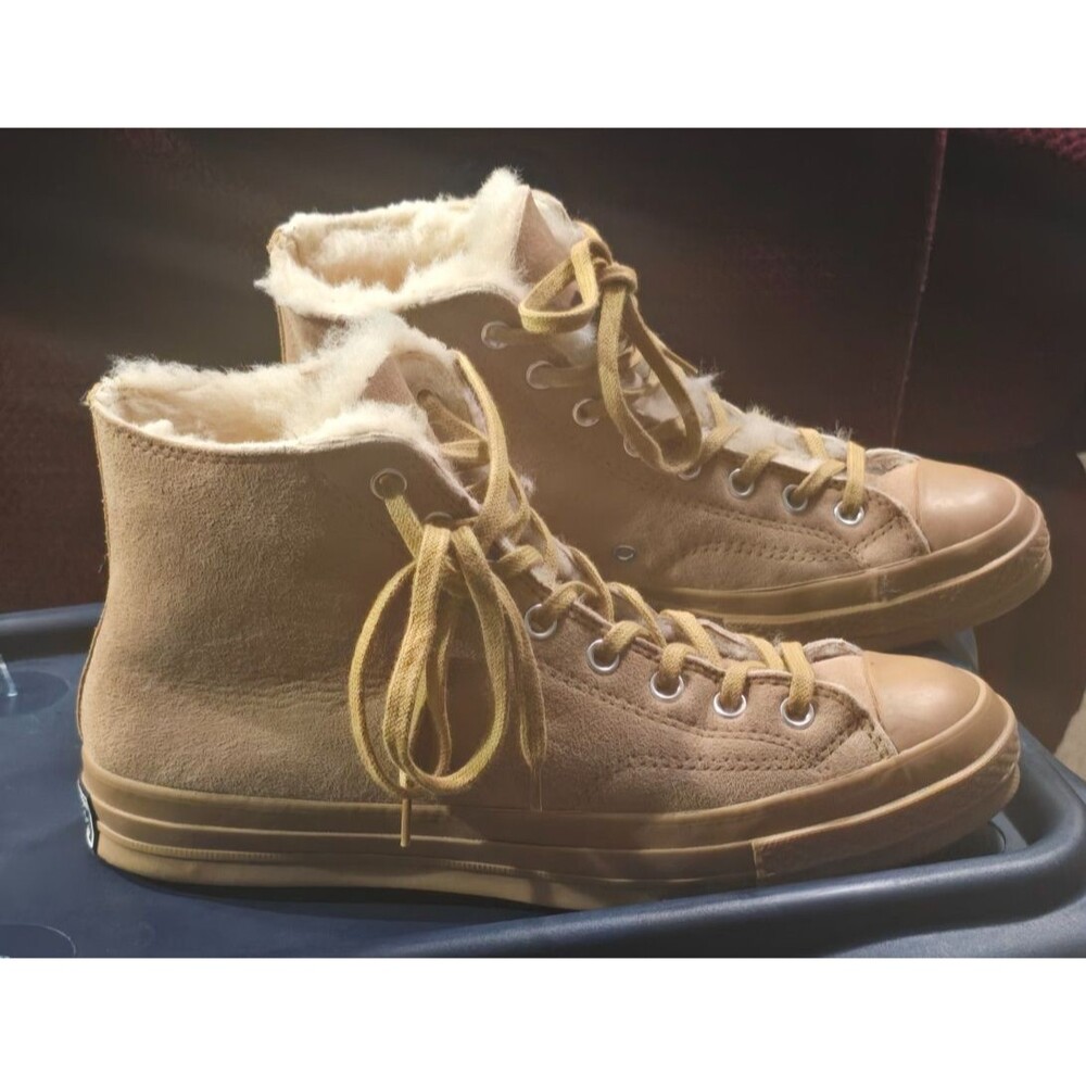 Converse Chuck 70 Genuine Shearling Lined Sneakers 166318C Coffee Brown Mens 10
